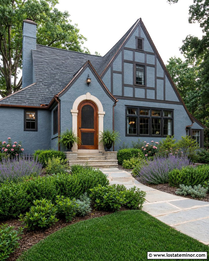 Slate Blue House With Arched Screen Door - 30 Slate Blue House Design With Screen Door Ideas