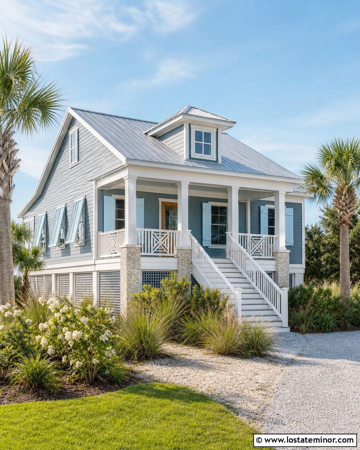 Slate Blue House With Bahama Shutters - 30 Slate Blue House Design With Shutters Ideas