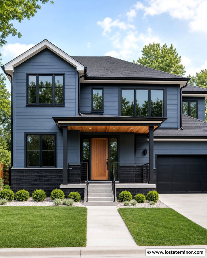 Slate Blue House With Black Brick Wainscoting - 30 Slate Blue House Design With Wainscoting Ideas