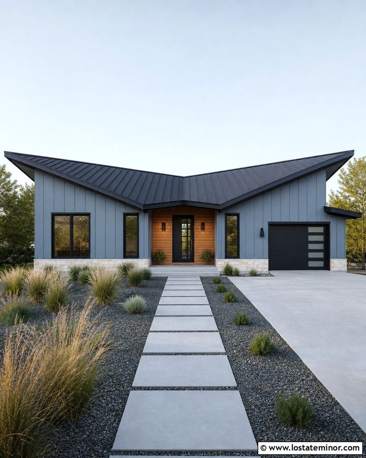 Slate Blue House With Black Butterfly Roof - 30 Slate Blue House Design With Roof Ideas