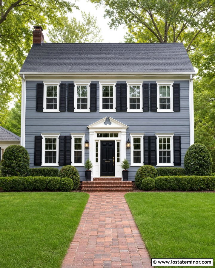 Slate Blue House With Black Front Door - 30 Slate Blue House Design With Front Door Ideas