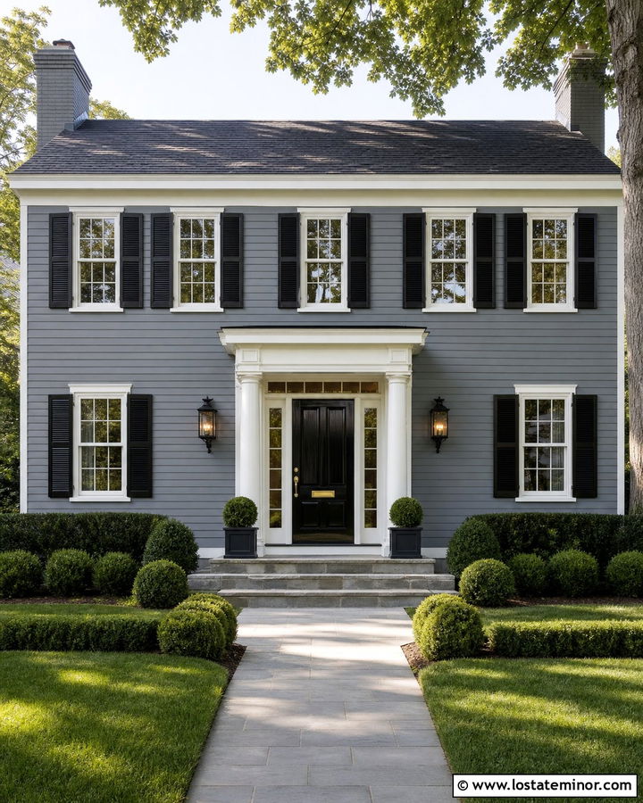 Slate Blue House With Black Front Door - 30 Slate Blue House Design With Siding Ideas