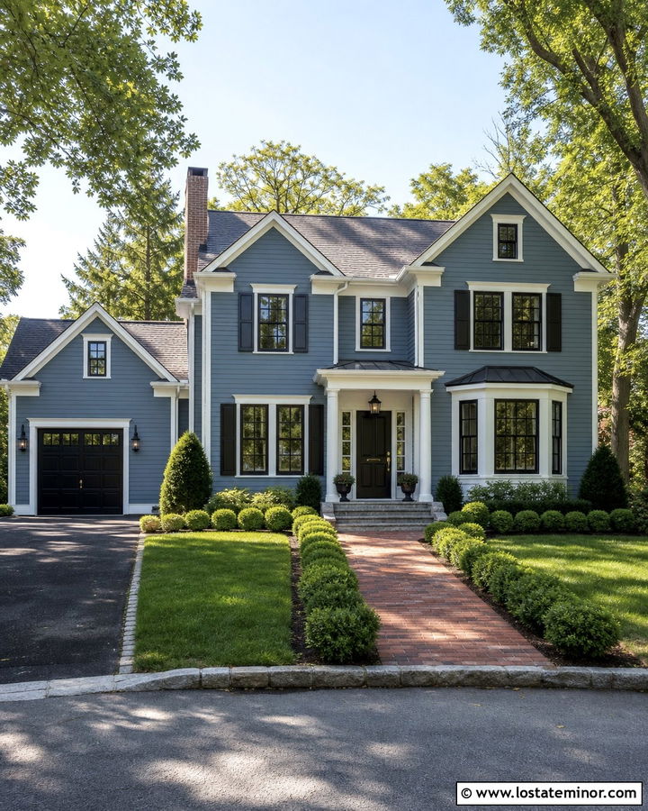 Slate Blue House With Black Front Door - 30 Slate Blue House Design With Entry Door Ideas