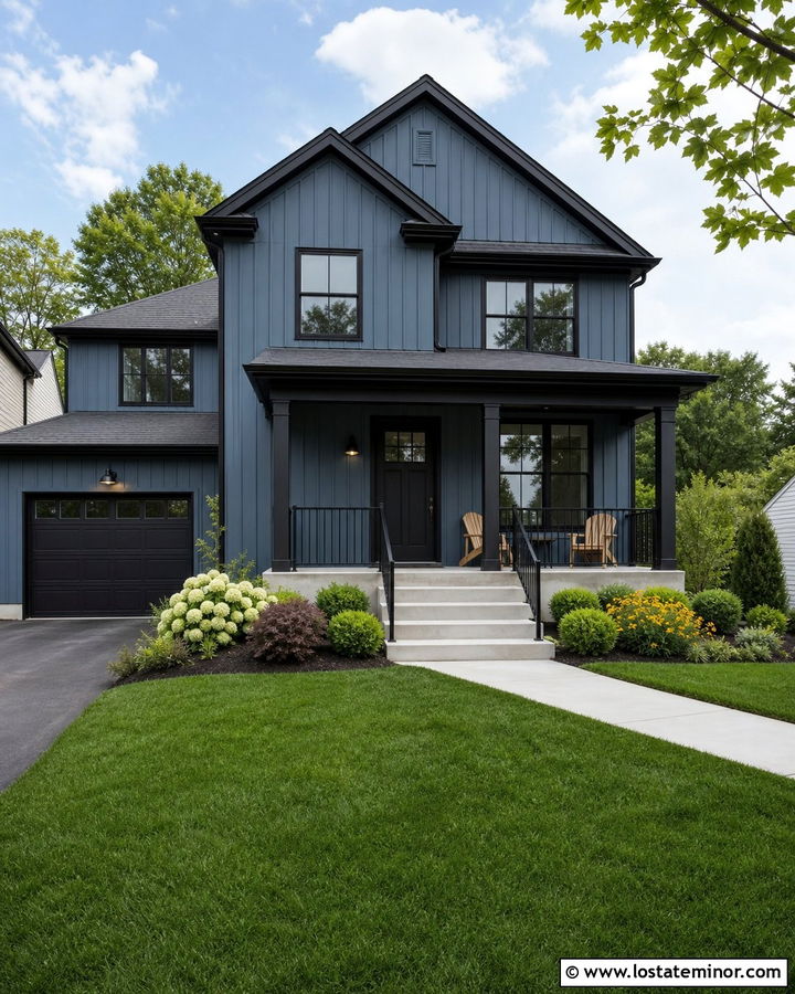 Slate Blue House With Black Front Porch - 30 Slate Blue House Design With Front Porch Ideas