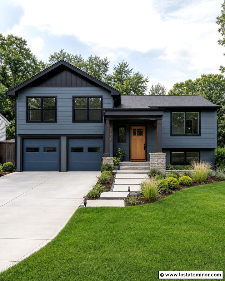Slate Blue House With Black Gable Trim - 30 Slate Blue House Design With Gables Ideas