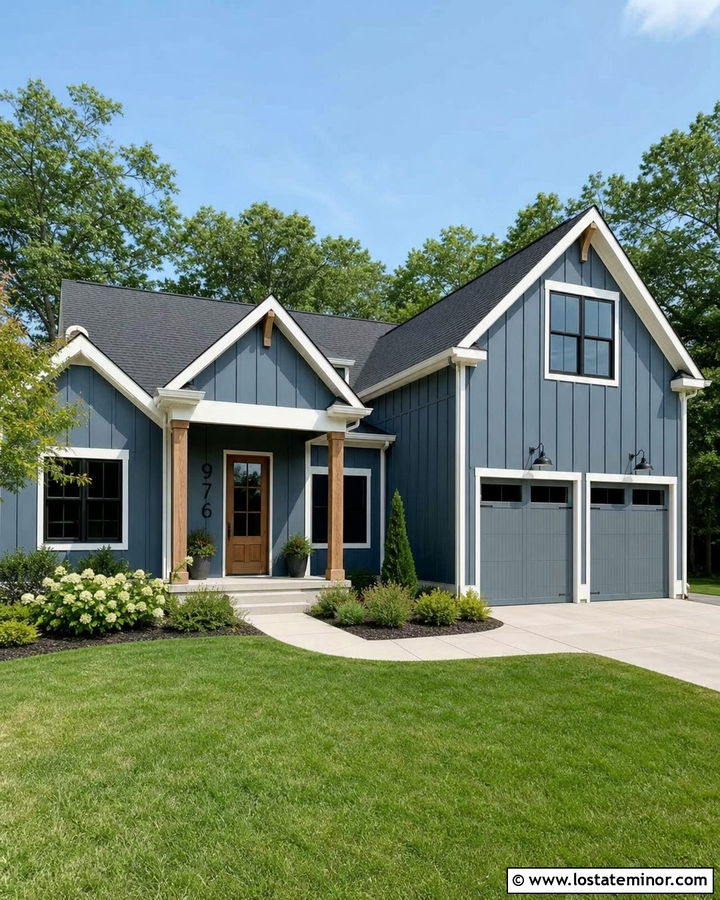 Slate Blue House With Black House Numbers - 30 Slate Blue House Design With House Numbers Ideas