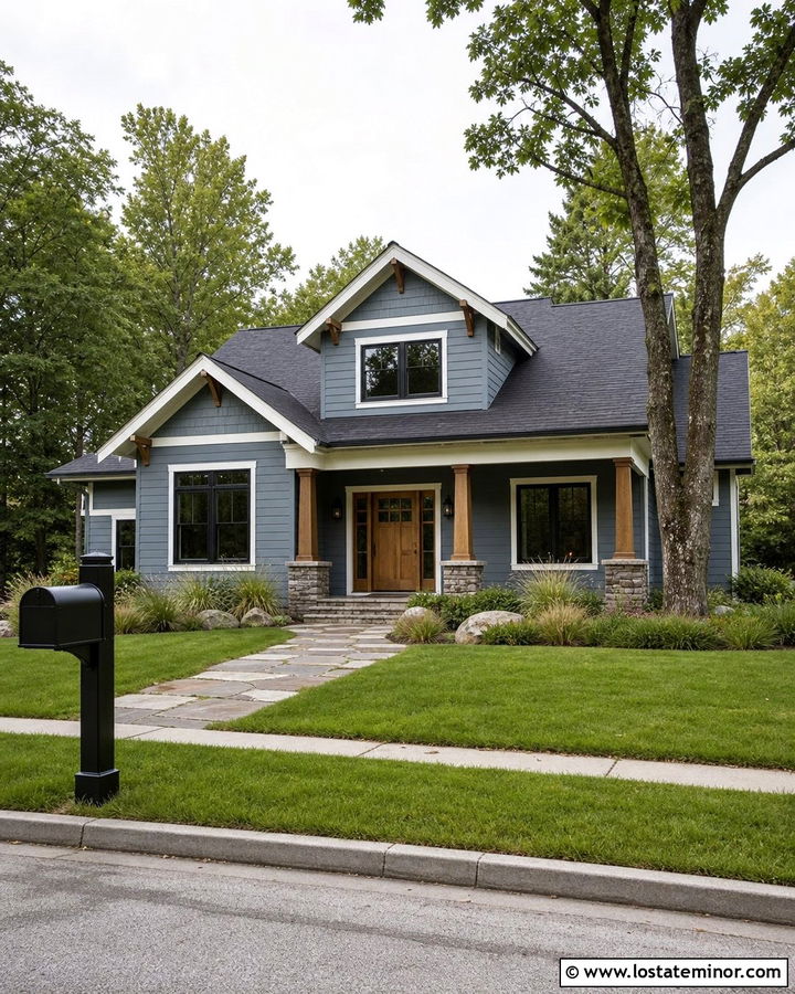 Slate Blue House With Black Mailbox - 30 Slate Blue House Design With Mailbox Ideas
