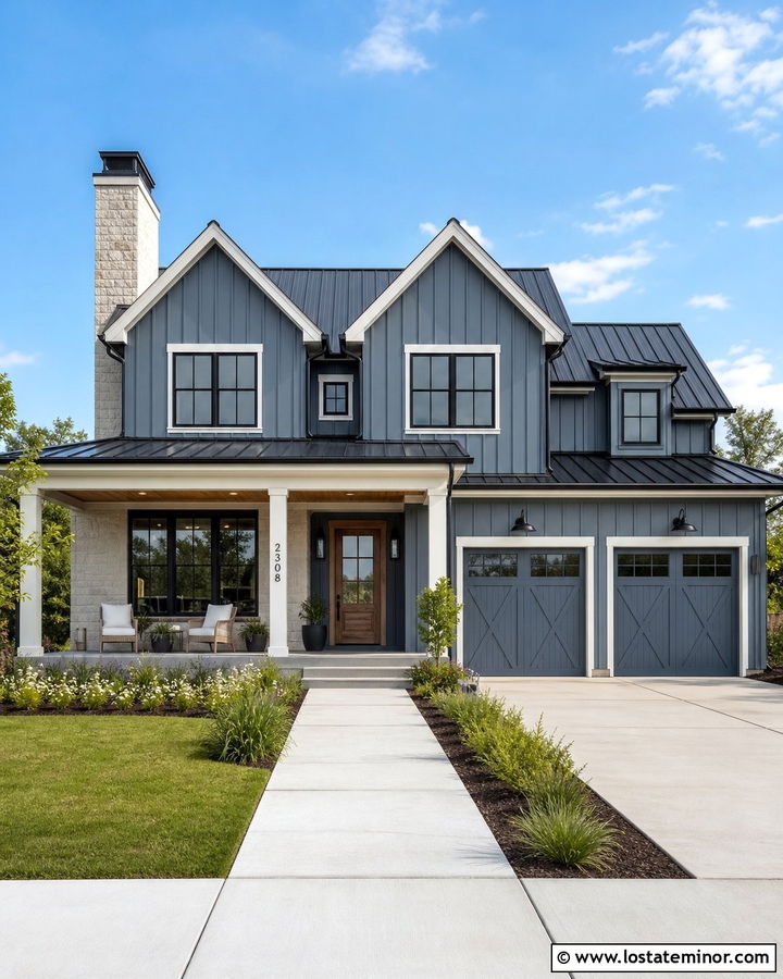 Slate Blue House With Black Metal Roof - 30 Slate Blue House Design With Roof Ideas