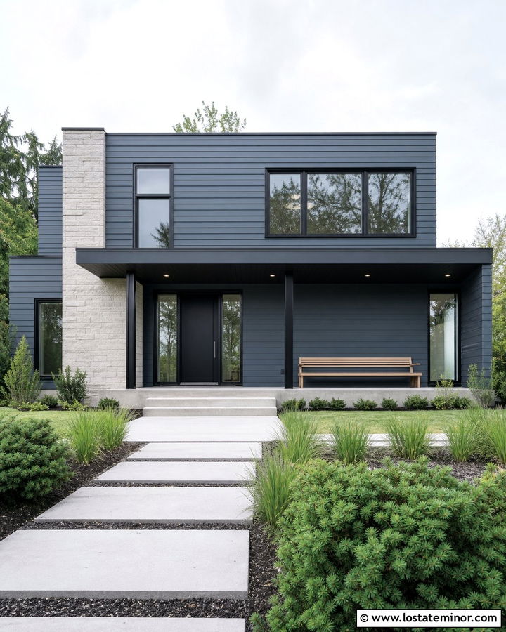 Slate Blue House With Black Porch Ceiling - 30 Slate Blue House Design With Porch Ceiling Ideas