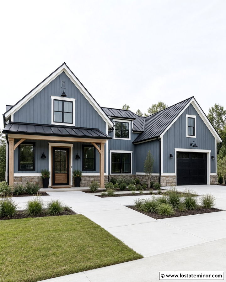 Slate Blue House With Black Roof And Screen Door - 30 Slate Blue House Design With Screen Door Ideas
