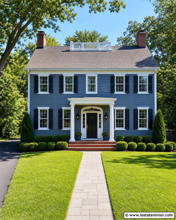 Slate Blue House With Black Shutters And Gray Shingles - 30 Slate Blue House Design With Shingles Ideas
