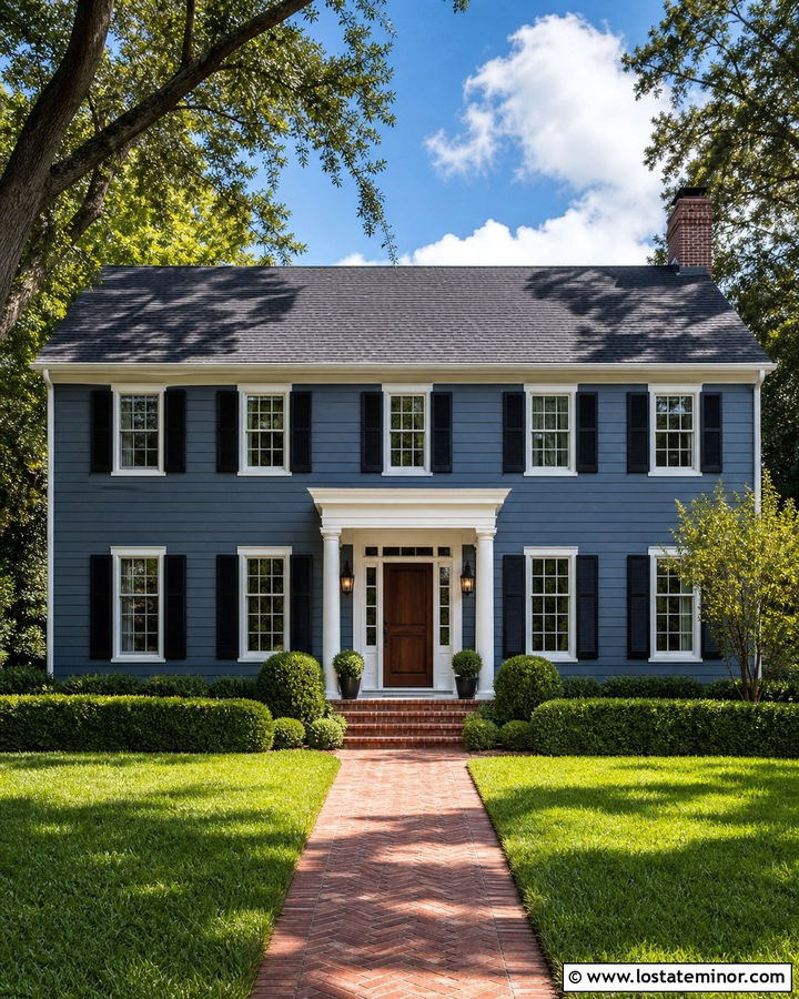 Slate Blue House With Black Shutters - 30 Slate Blue House Design With Shutters Ideas