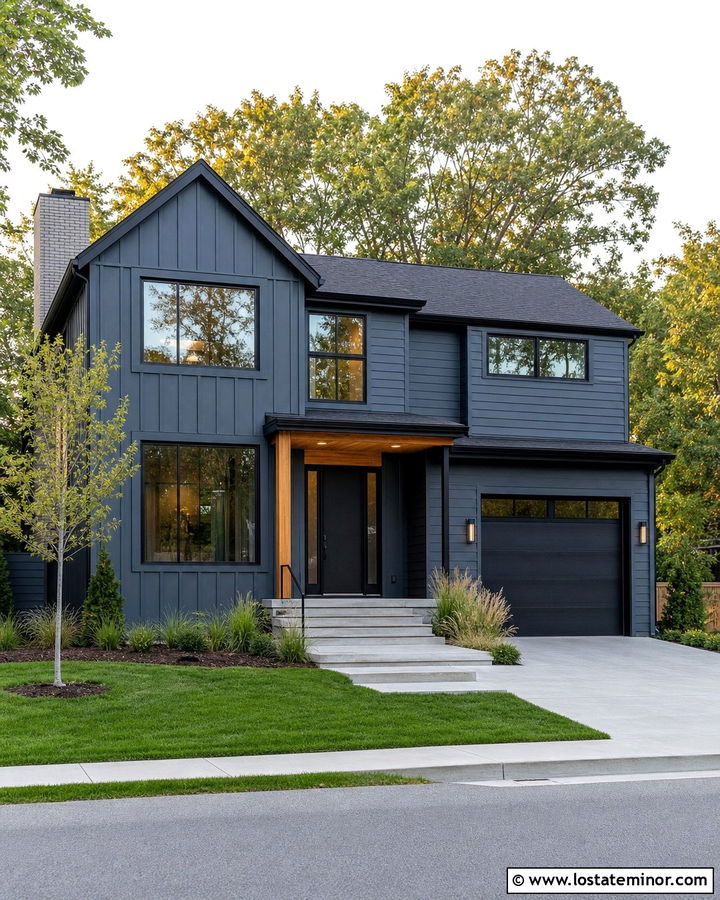 Slate Blue House With Black Trim - 30 Slate Blue House Design With Siding Ideas