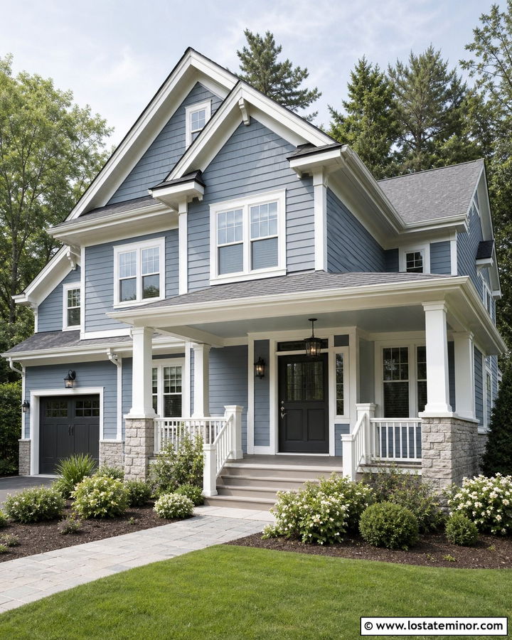 Slate Blue House With Blue Gray Porch Ceiling - 30 Slate Blue House Design With Porch Ceiling Ideas
