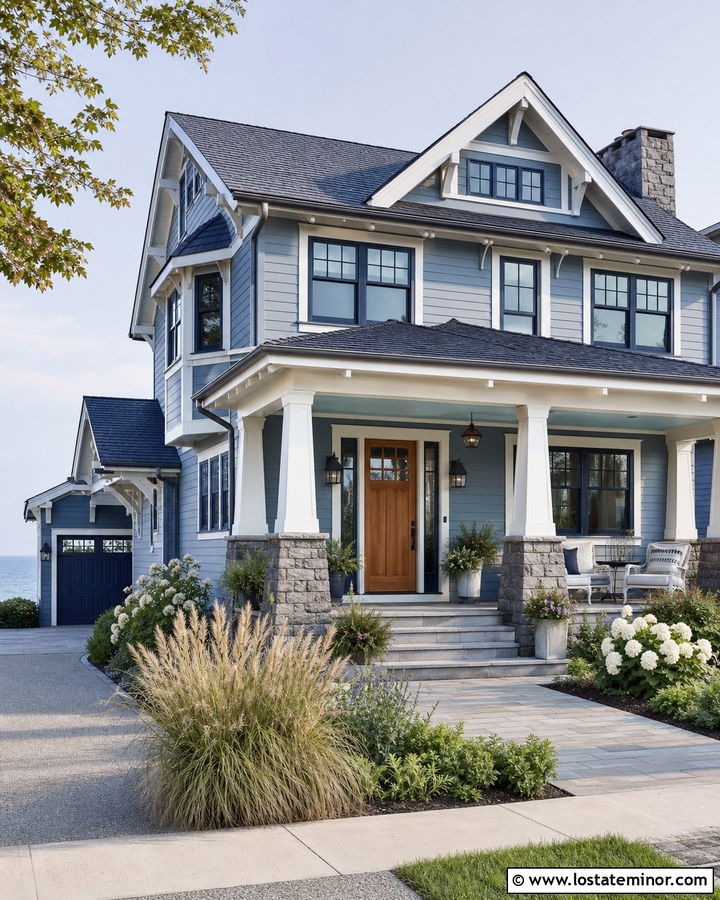 Slate Blue House With Blue Gray Roof - 30 Slate Blue House Design With Roof Ideas