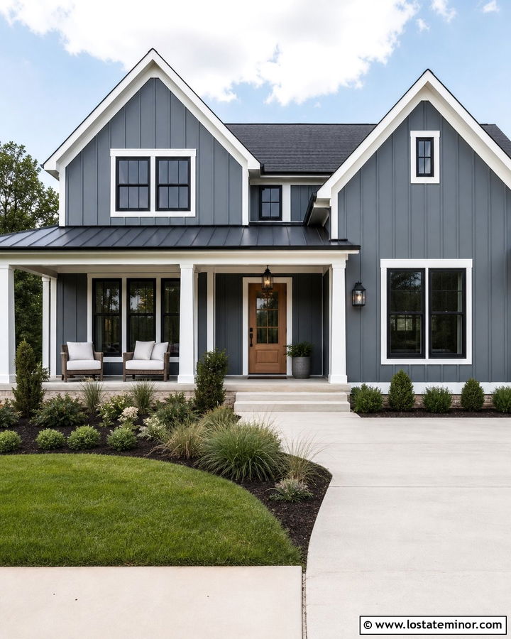 Slate Blue House With Board And Batten Siding - 30 Slate Blue House Design With Siding Ideas