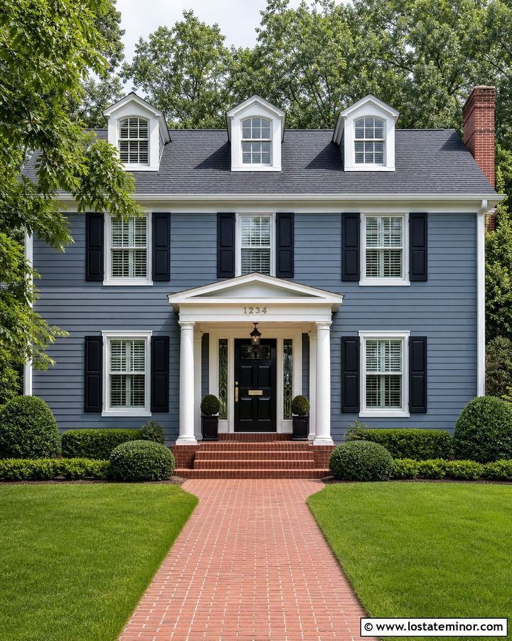 Slate Blue House With Brass House Numbers - 30 Slate Blue House Design With House Numbers Ideas