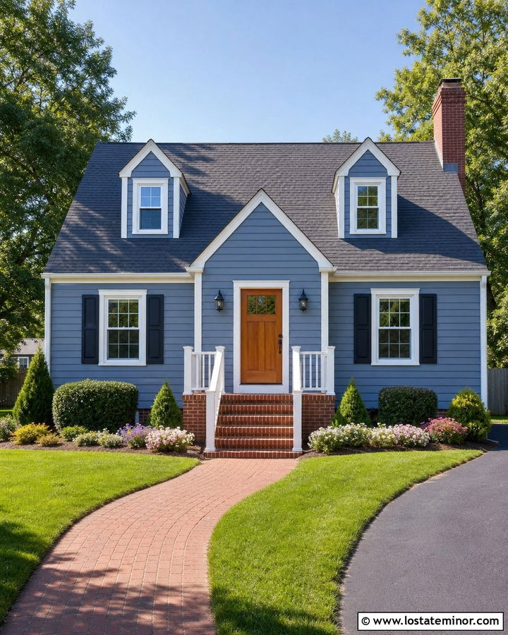 Slate Blue House With Brick Front Steps - 30 Slate Blue House Design With Brick Accents Ideas