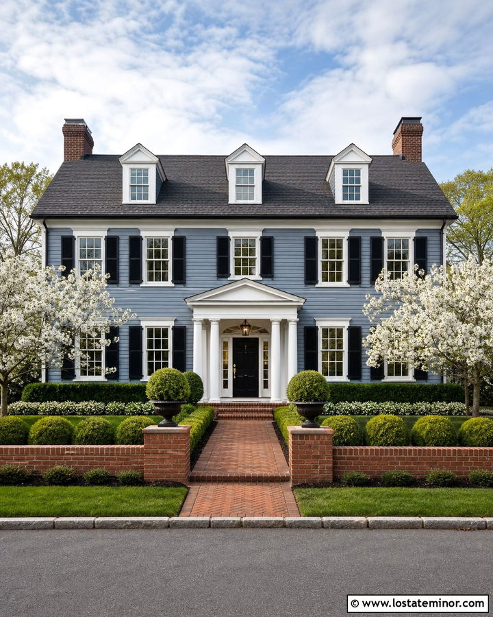 Slate Blue House With Brick Garden Walls - 30 Slate Blue House Design With Brick Accents Ideas