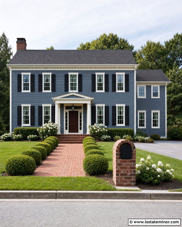 Slate Blue House With Brick Mailbox - 30 Slate Blue House Design With Mailbox Ideas