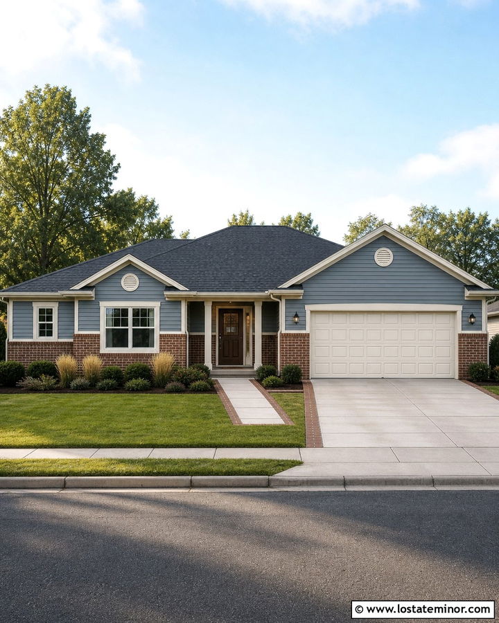 Slate Blue House With Brick Wainscoting - 30 Slate Blue House Design With Brick Accents Ideas