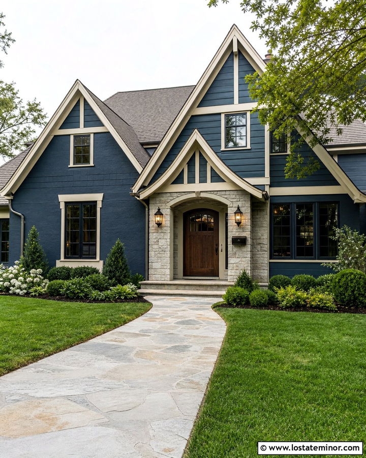Slate Blue House With Bronze Mailbox - 30 Slate Blue House Design With Mailbox Ideas