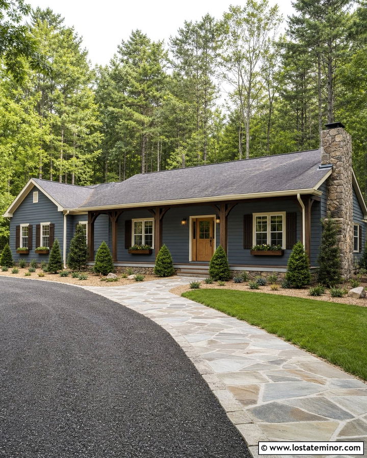 Slate Blue House With Brown Shutters - 30 Slate Blue House Design With Shutters Ideas