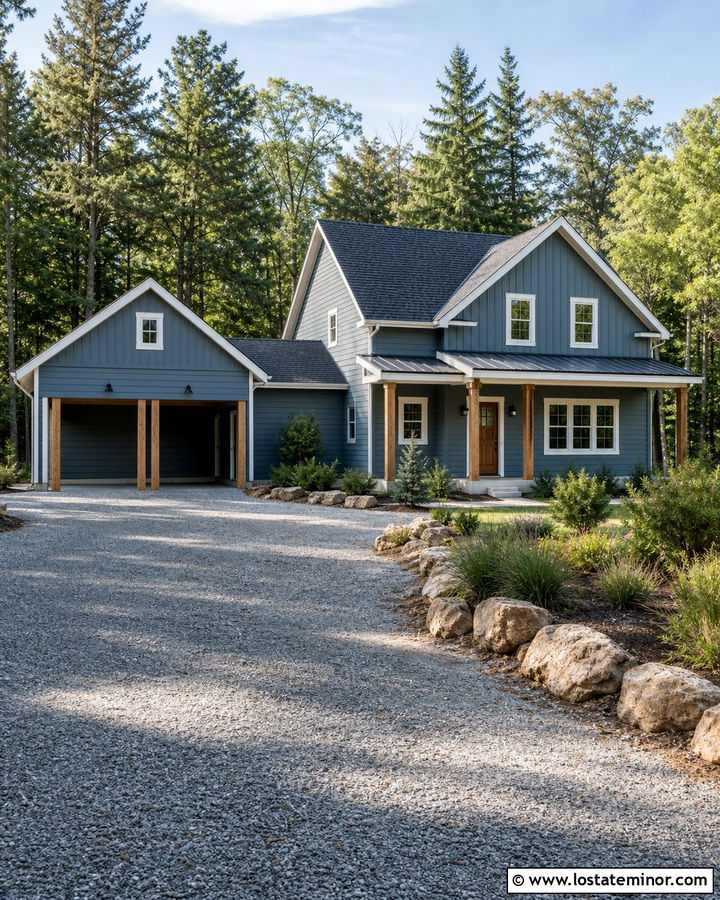 Slate Blue House With Carport Workshop - 30 Slate Blue House Design With Carport Ideas