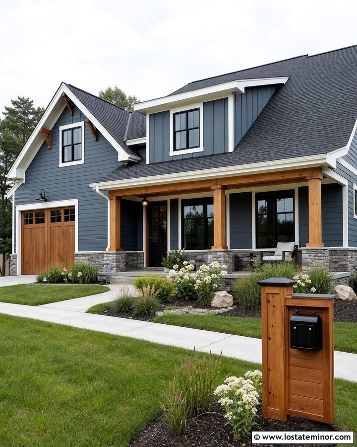 Slate Blue House With Cedar Mailbox - 30 Slate Blue House Design With Mailbox Ideas