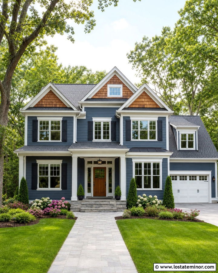 Slate Blue House With Cedar Shake And Gray Roof - 30 Slate Blue House Design With Cedar Shake Ideas