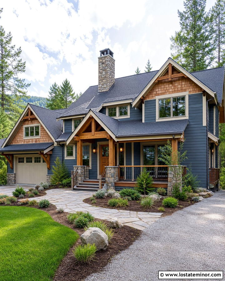 Slate Blue House With Cedar Shingle Gables - 30 Slate Blue House Design With Shingles Ideas