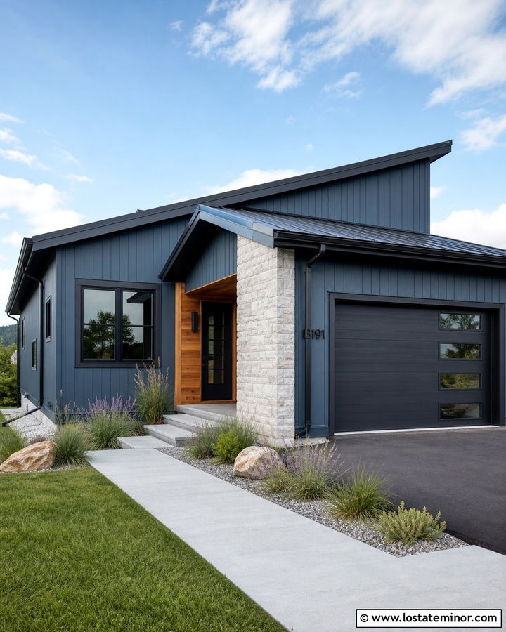 Slate Blue House With Charcoal Shed Roof - 30 Slate Blue House Design With Roof Ideas