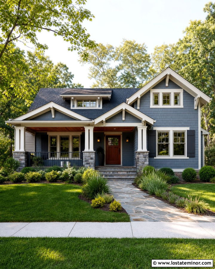 Slate Blue House With Charcoal Shutters - 30 Slate Blue House Design With Shutters Ideas