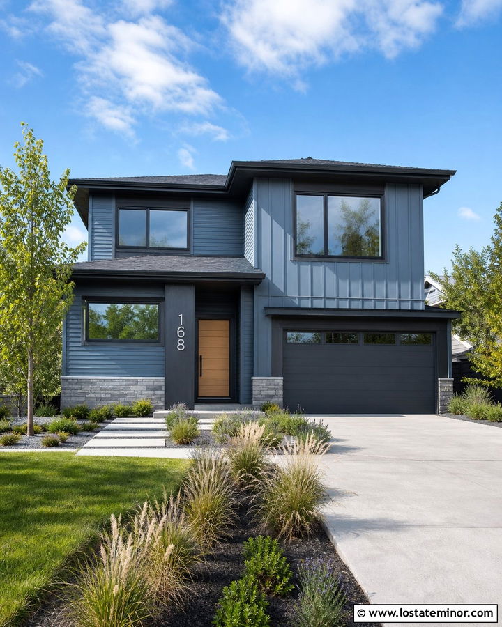 Slate Blue House With Charcoal Trim And Numbers - 30 Slate Blue House Design With House Numbers Ideas