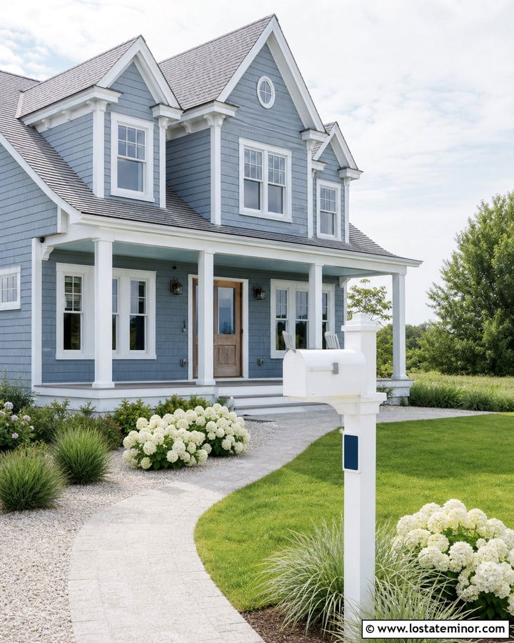 Slate Blue House With Coastal Mailbox - 30 Slate Blue House Design With Mailbox Ideas