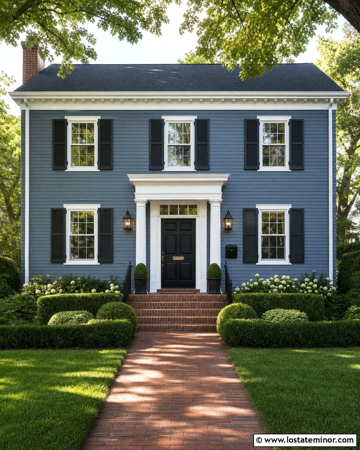 Slate Blue House With Colonial Mailbox - 30 Slate Blue House Design With Mailbox Ideas