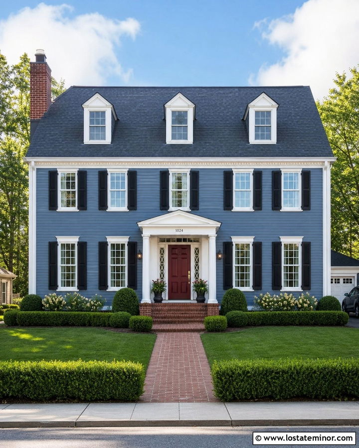 Slate Blue House With Colonial Slate Shingles - 30 Slate Blue House Design With Roof Ideas