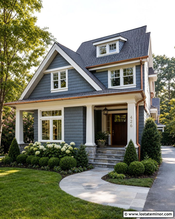 Slate Blue House With Copper House Numbers - 30 Slate Blue House Design With House Numbers Ideas