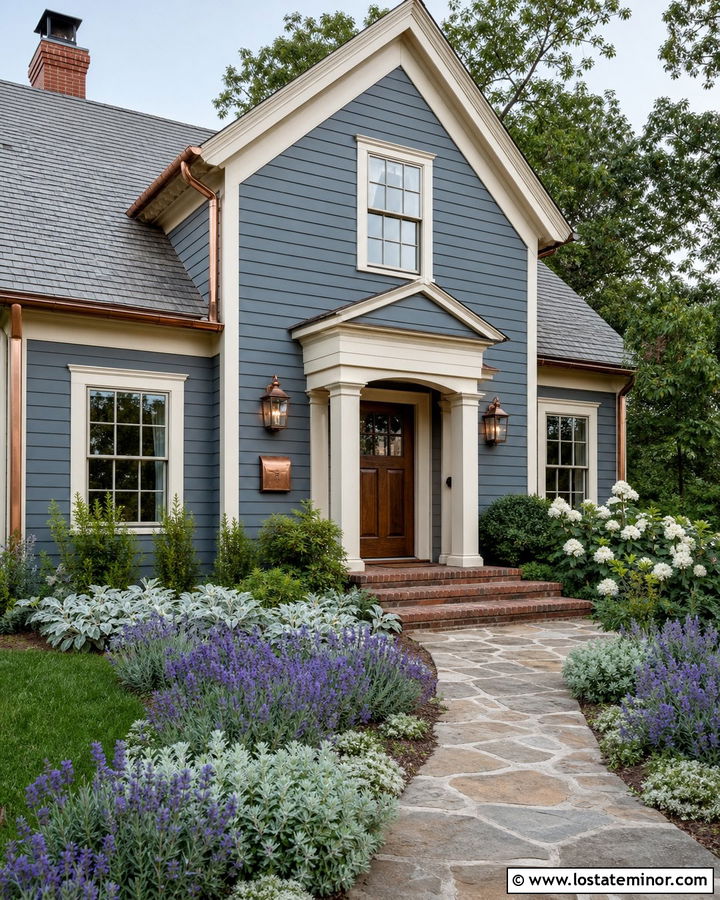 Slate Blue House With Copper Mailbox - 30 Slate Blue House Design With Mailbox Ideas