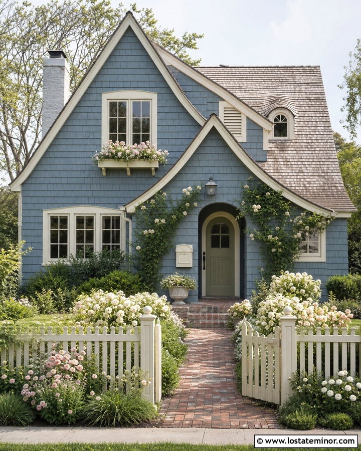 Slate Blue House With Cottage Mailbox - 30 Slate Blue House Design With Mailbox Ideas