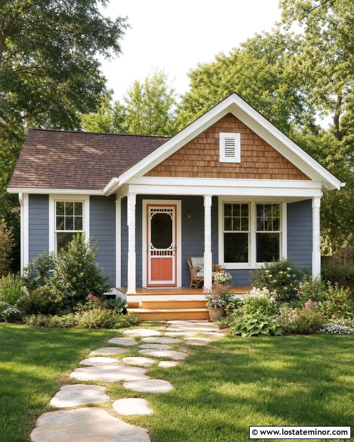 Slate Blue House With Cottage Screen Door - 30 Slate Blue House Design With Screen Door Ideas