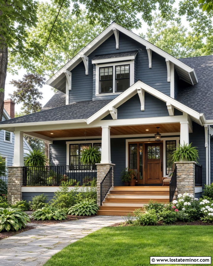 Slate Blue House With Covered Deck - 30 Slate Blue House Design With Deck Ideas