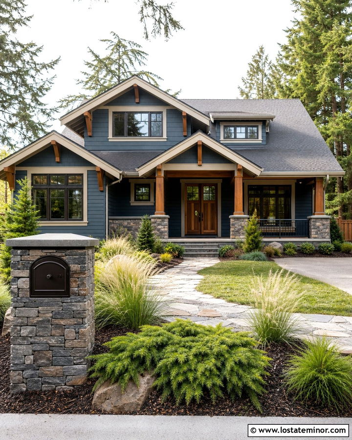 Slate Blue House With Craftsman Mailbox - 30 Slate Blue House Design With Mailbox Ideas