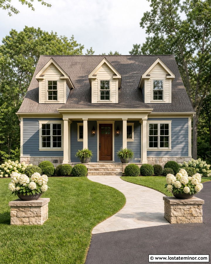 Slate Blue House With Cream Dormers - 30 Slate Blue House Design With Dormers Ideas
