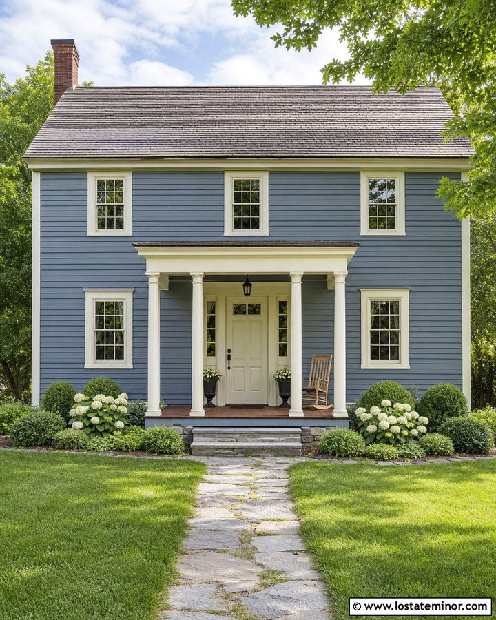Slate Blue House With Cream Front Door - 30 Slate Blue House Design With Entry Door Ideas