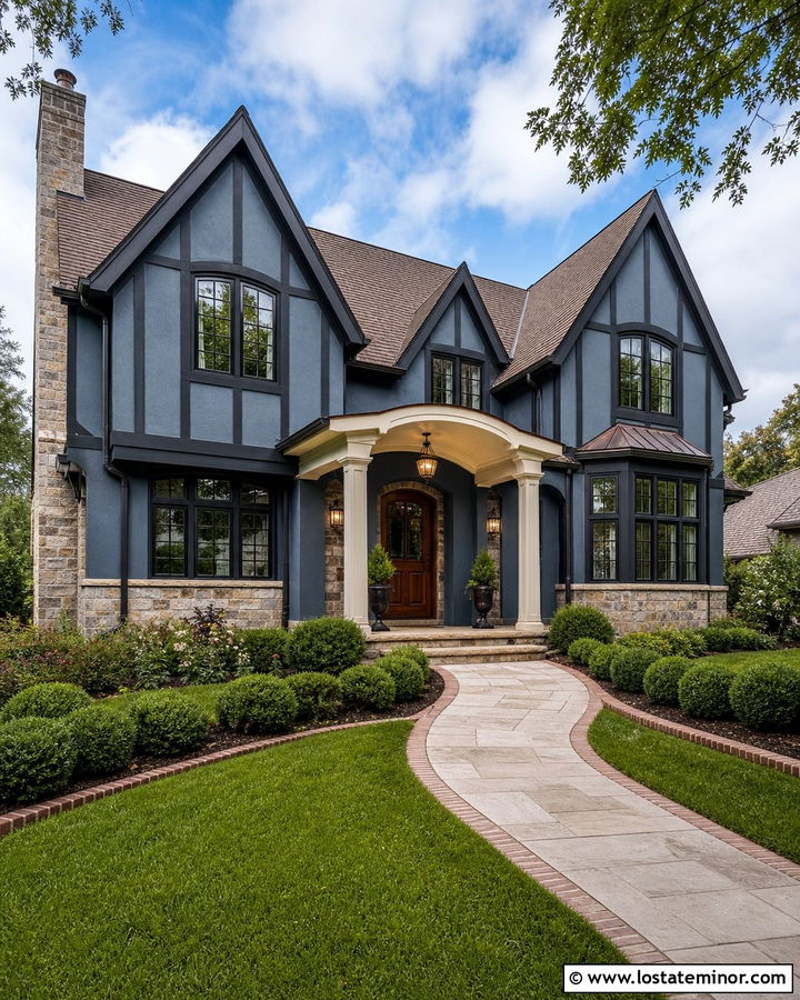 Slate Blue House With Cream Porch Ceiling - 30 Slate Blue House Design With Porch Ceiling Ideas