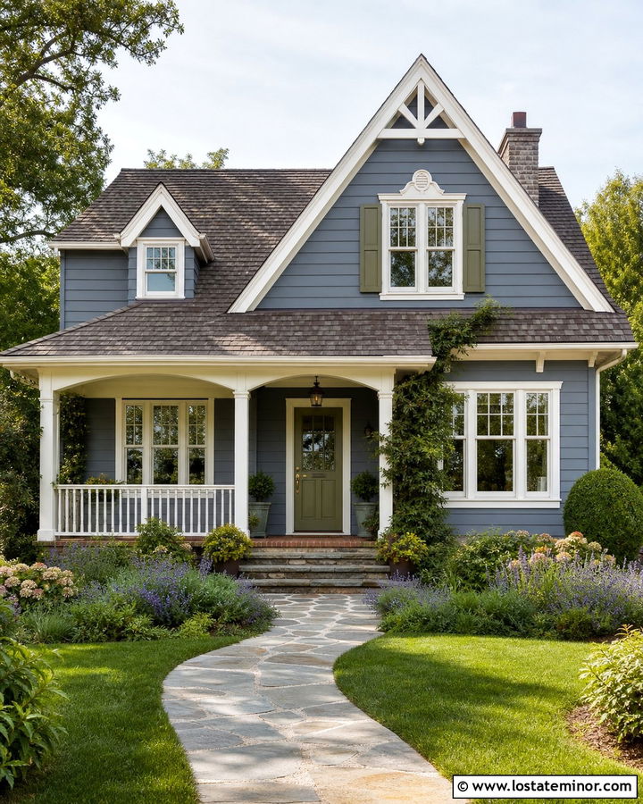 Slate Blue House With Cream Trim - 30 Slate Blue House Design With Trim Ideas