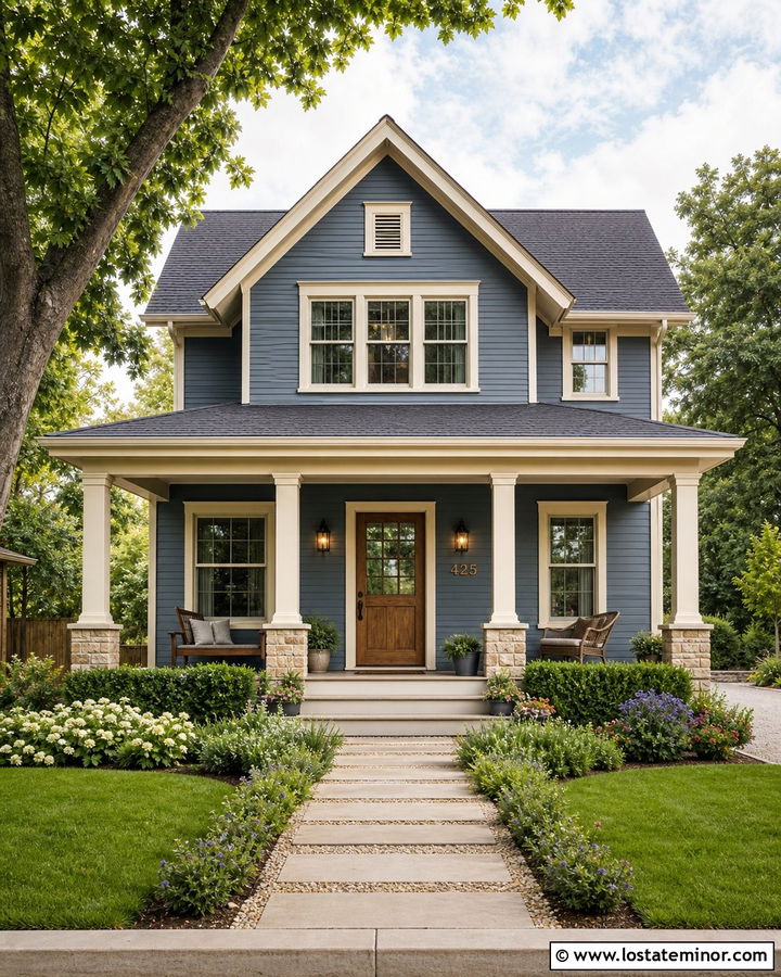 Slate Blue House With Cream Trim And Numbers - 30 Slate Blue House Design With House Numbers Ideas