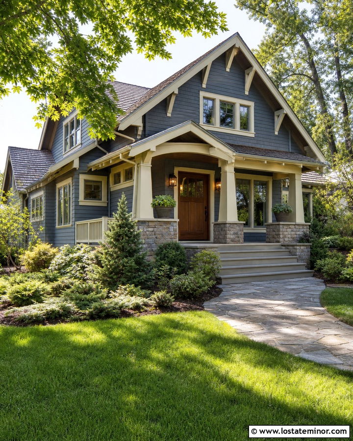 Slate Blue House With Cream Trim - 30 Slate Blue House Design With Siding Ideas