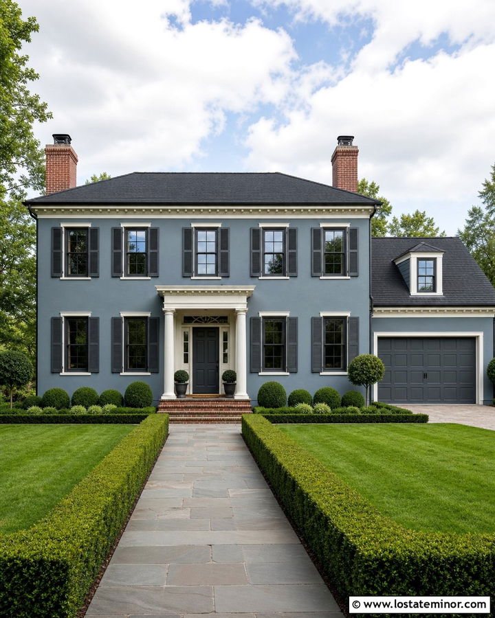 Slate Blue House With Dark Gray Window Frames - 30 Slate Blue House Design With Window Frames Ideas